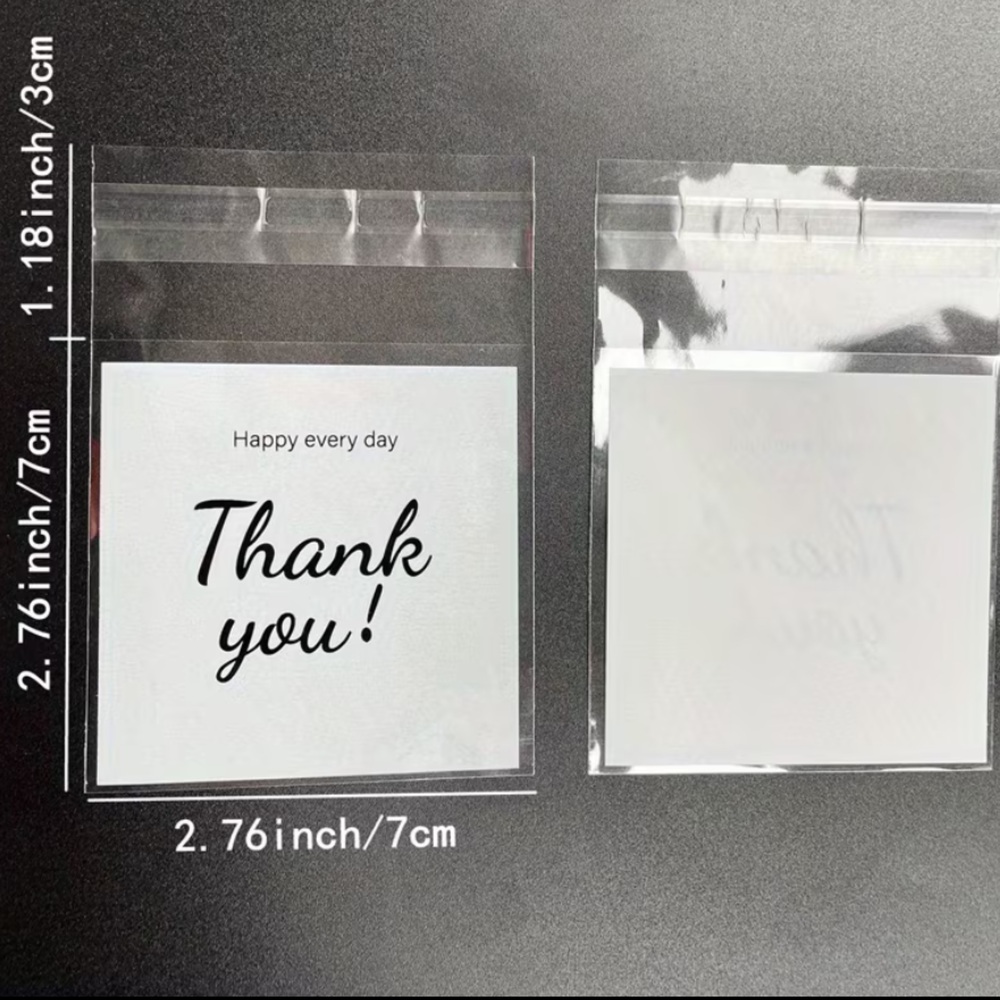 50 Clear 'Thank You' Sealable Bags - Picture 2 of 2
